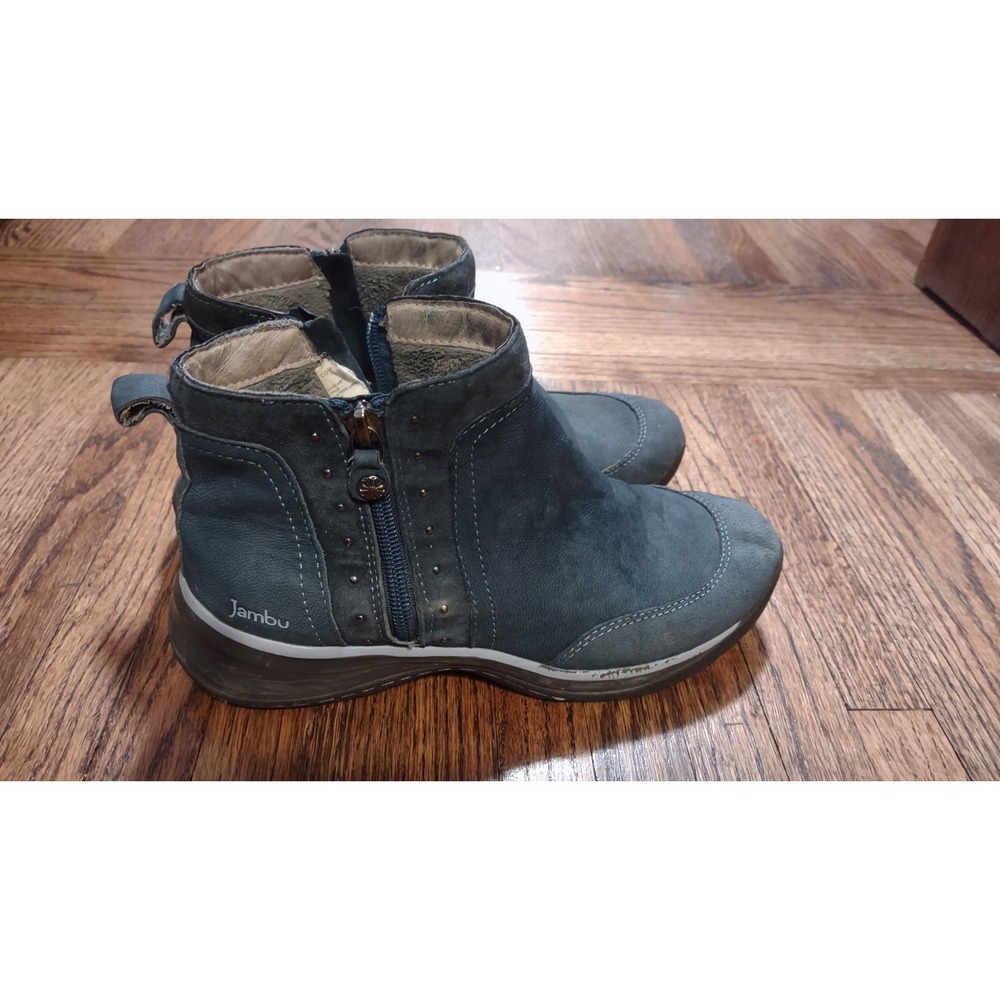 Jambu Camryn Womens 7.5 M Blue Leather Ankle Boots Faux Fur Lined WJ19CAM73